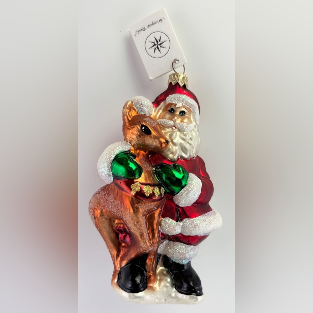 Christopher Radko 6” Nick & Rudy Ornament Santa Rudolph Reindeer